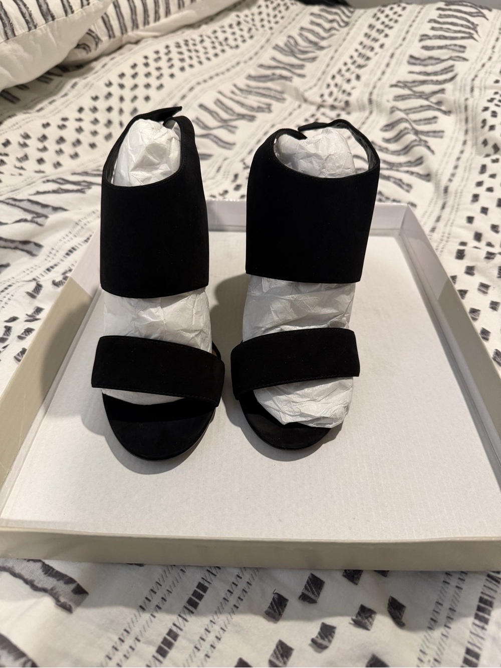 Aldo Black Suede Block Heel Sandals